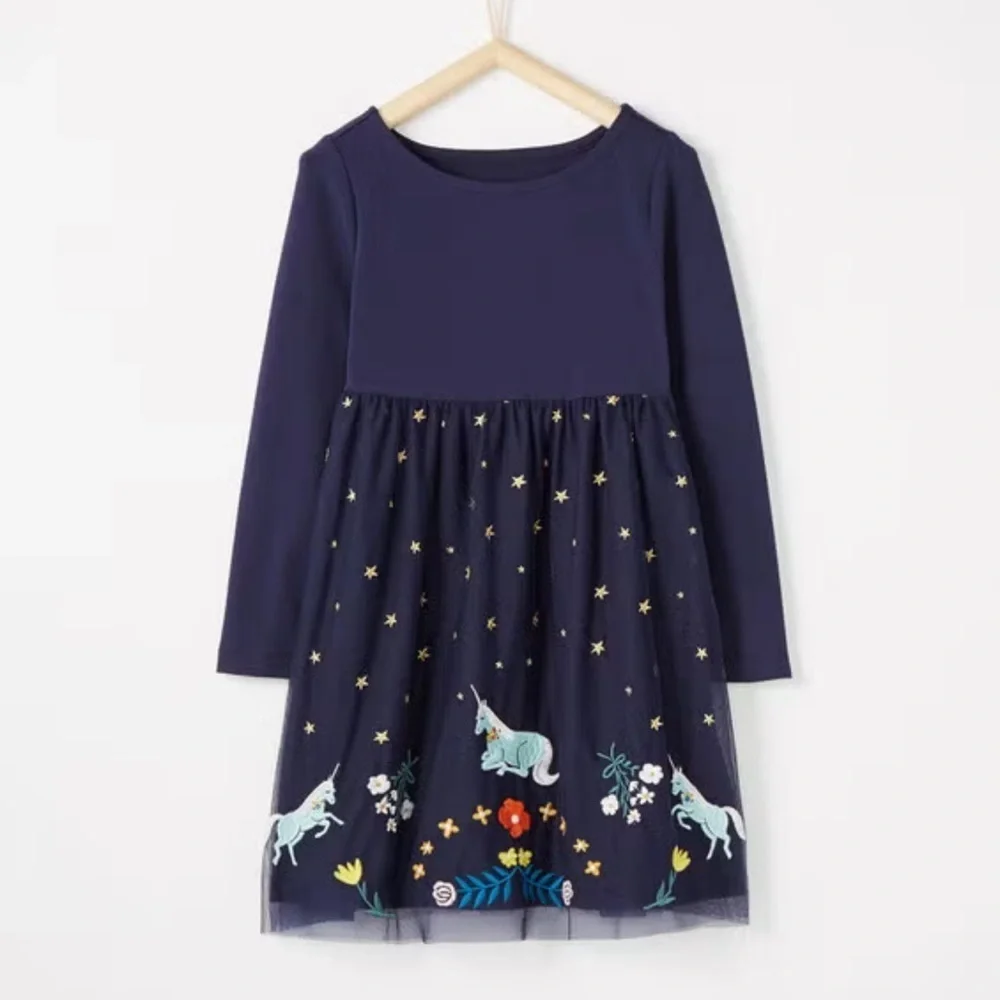 Hanna Andersson Make It Magic Soft Tulle Navy Dress Girls Size 10 EUC